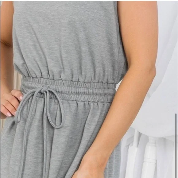 LAST ONE: Grey baby French Terry women’s summer midi dress - Picture 4 of 4